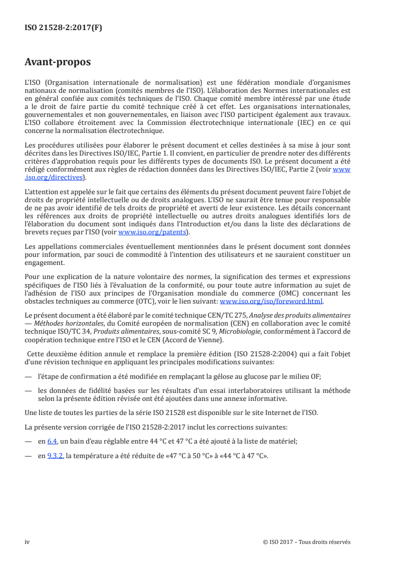 ISO 21528-2:2017 ISO 21528-2:2017 - Microbiologie de la chaîne alimentaire — Méthode horizontale pour la recherche et le dénombrement des Enterobacteriaceae — Partie 2: Technique par comptage des colonies/16/2018 - Page 4 preview