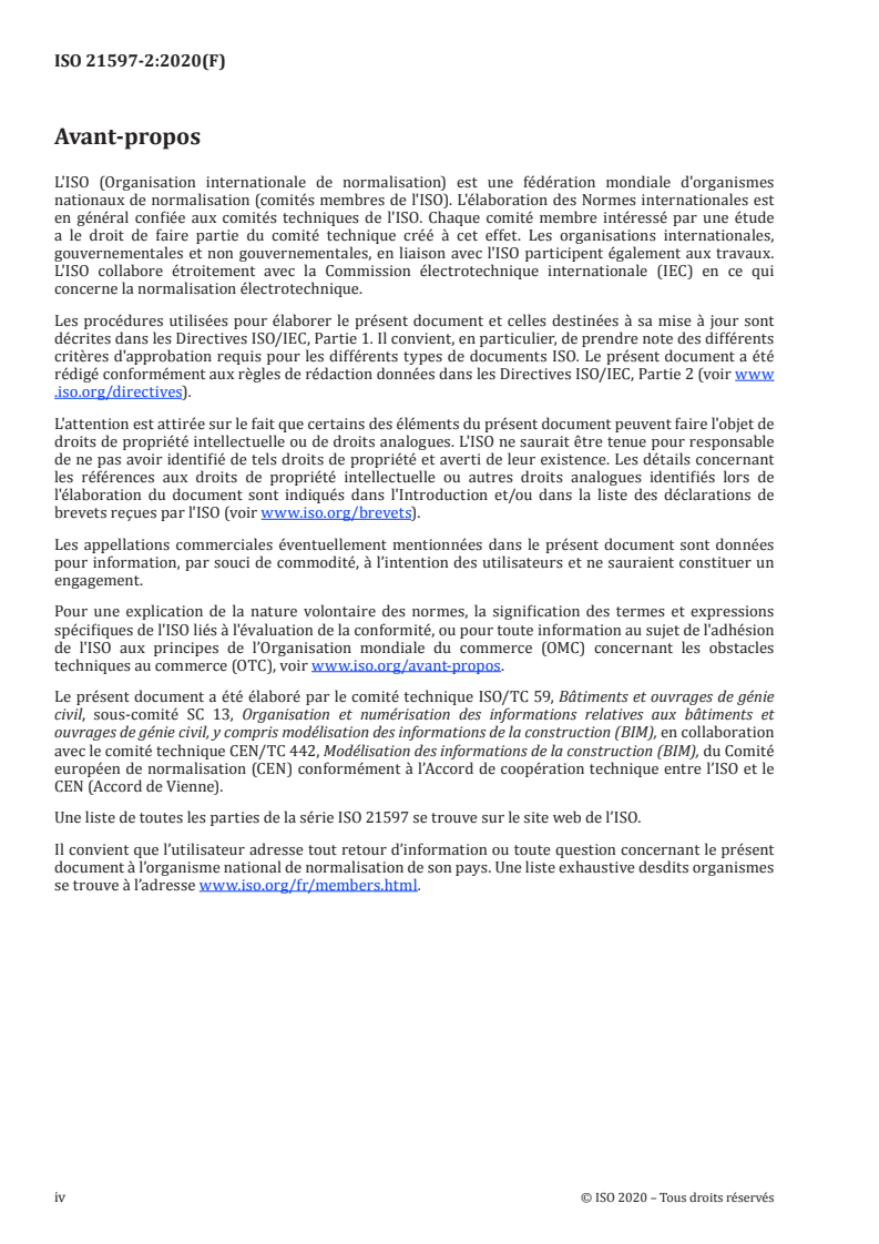 ISO 21597-2:2020 ISO 21597-2:2020 - Conteneur d'informations pour la livraison de documents liés — Spécification d'échange — Partie 2: Types de liens
Released:11/5/2020 - Page 4 preview