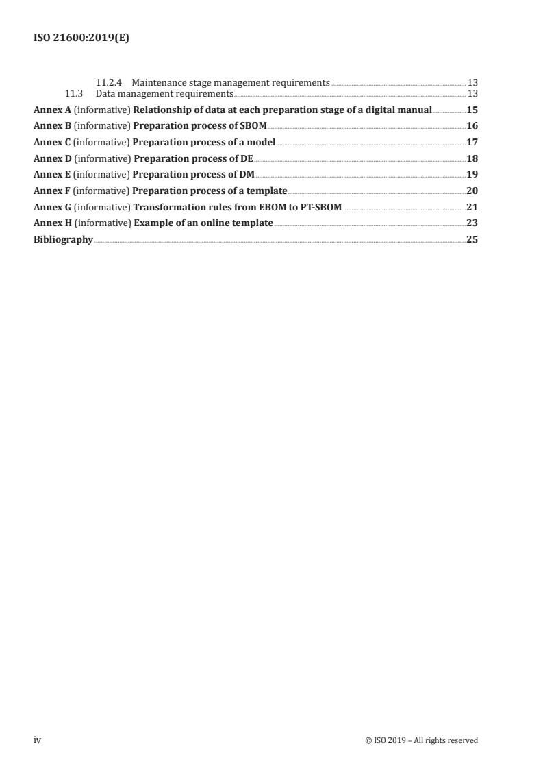 ISO 21600:2019 ISO 21600:2019 - Technical product documentation (TPD) — General requirements of mechanical product digital manuals/22/2019 - Page 4 preview