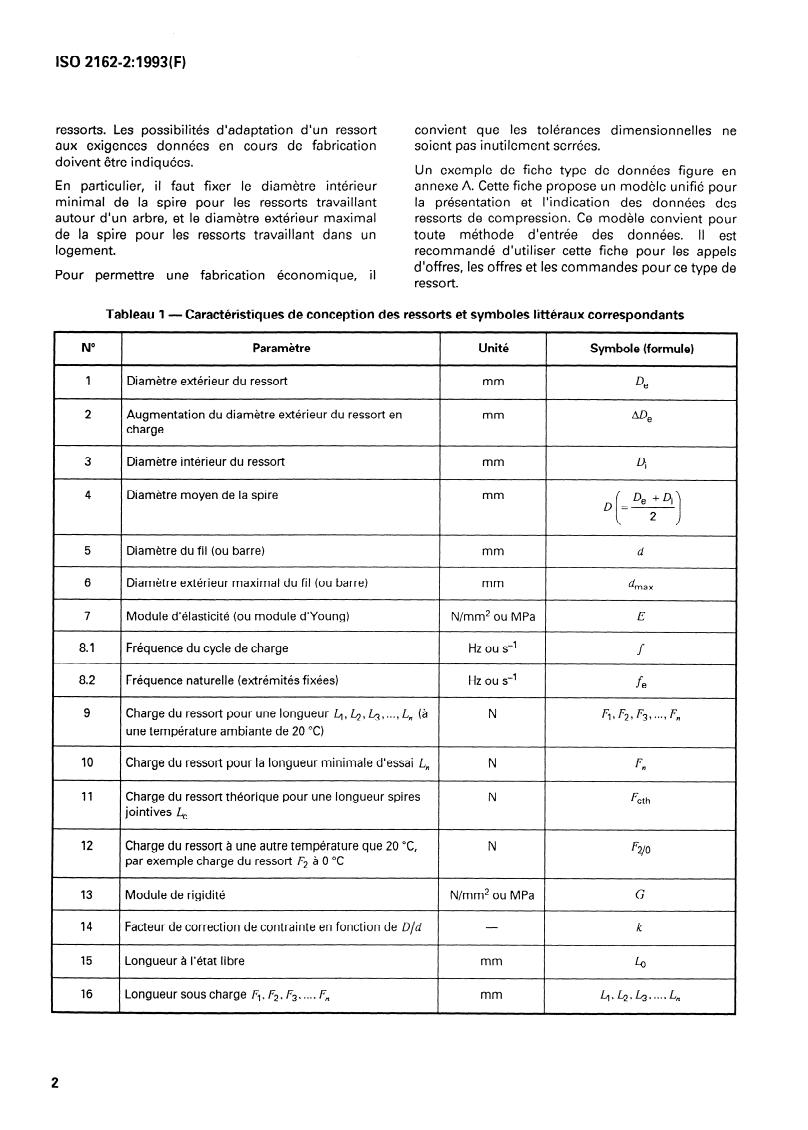 SIST ISO 2162-2:1995 ISO 2162-2:1993 - Documentation technique de produits — Ressorts — Partie 2: Présentation des données techniques des ressorts cylindriques de compression/25/1993 - Page 4 preview