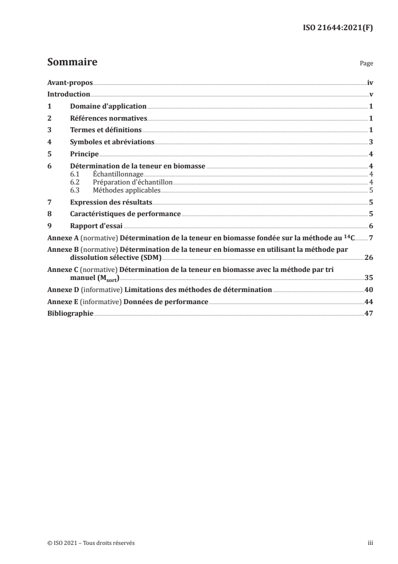 ISO 21644:2021 ISO 21644:2021 - Combustibles solides de récupération — Méthode de détermination de la teneur en biomasse/25/2021 - Page 3 preview