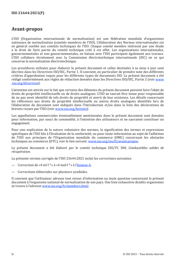 ISO 21644:2021 ISO 21644:2021 - Combustibles solides de récupération — Méthode de détermination de la teneur en biomasse/25/2021 - Page 4 preview