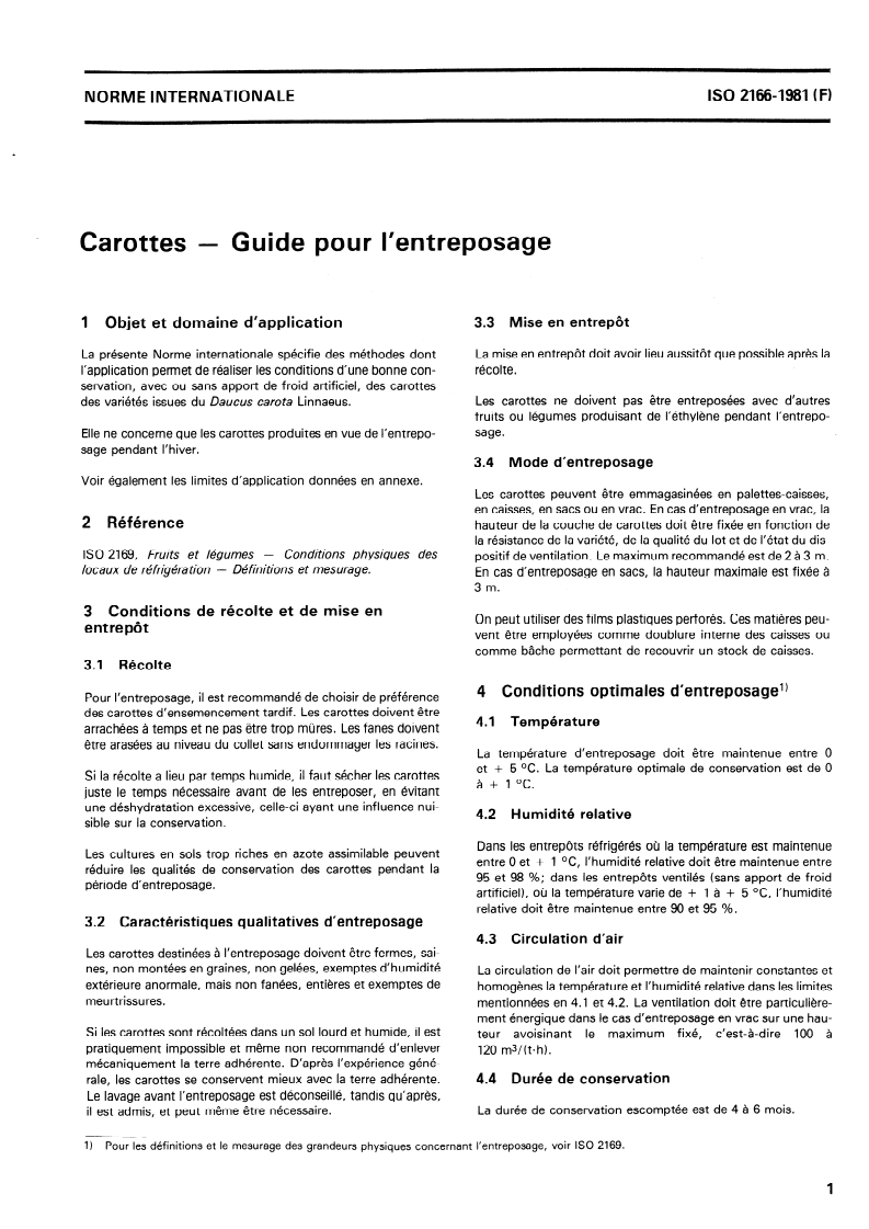ISO 2166:1981 ISO 2166:1981 - Carottes — Guide pour l'entreposage/1/1981 - Page 3 preview
