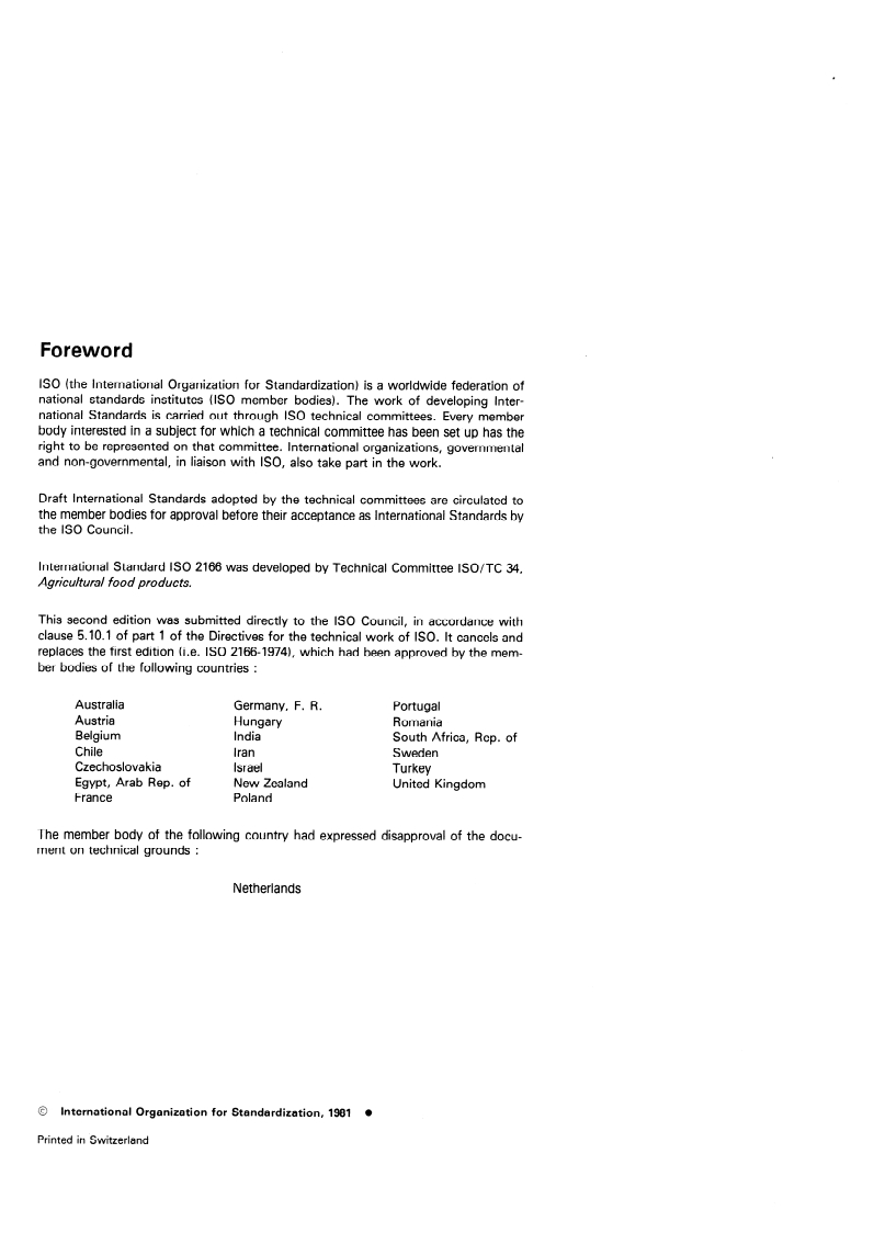 ISO 2166:1981 ISO 2166:1981 - Carrots — Guide to storage/1/1981 - Page 2 preview