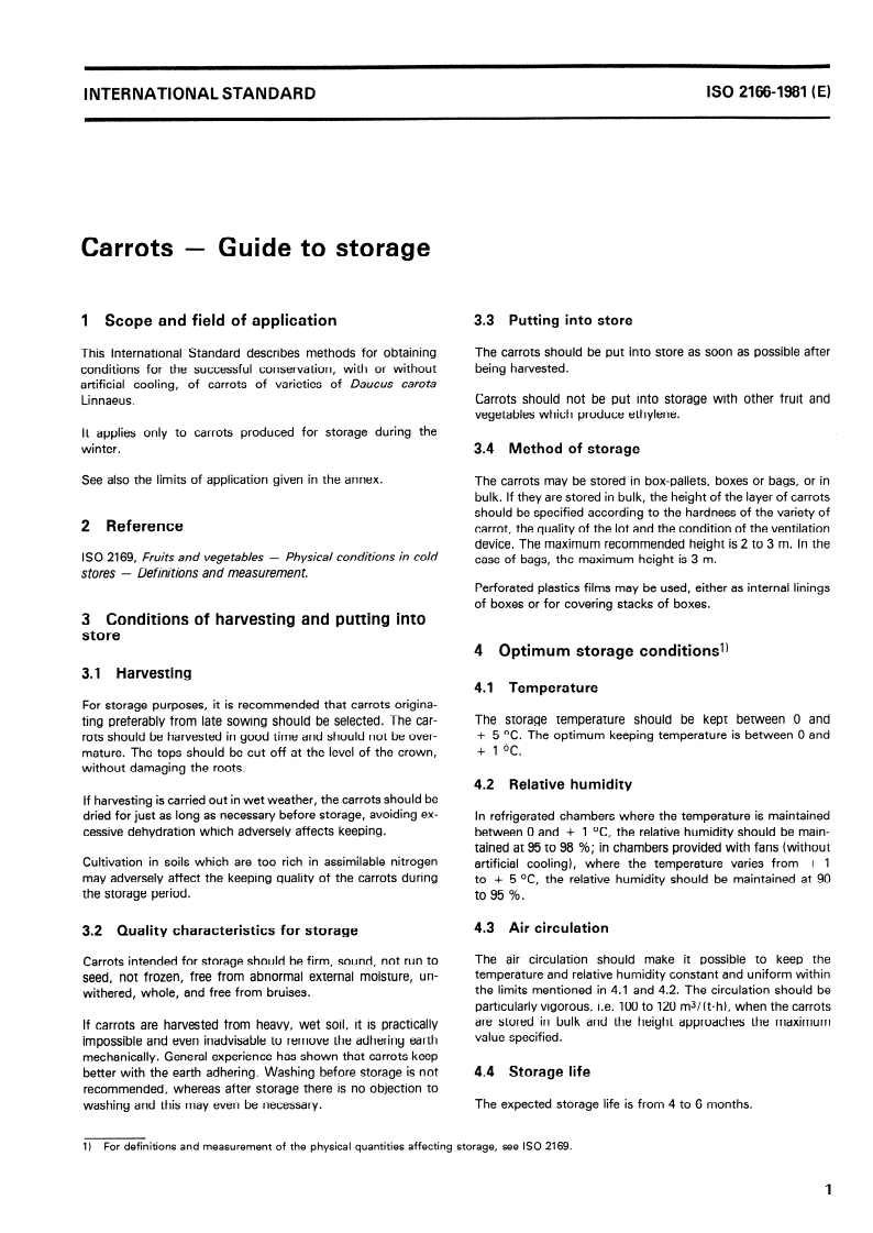 ISO 2166:1981 ISO 2166:1981 - Carrots — Guide to storage/1/1981 - Page 3 preview