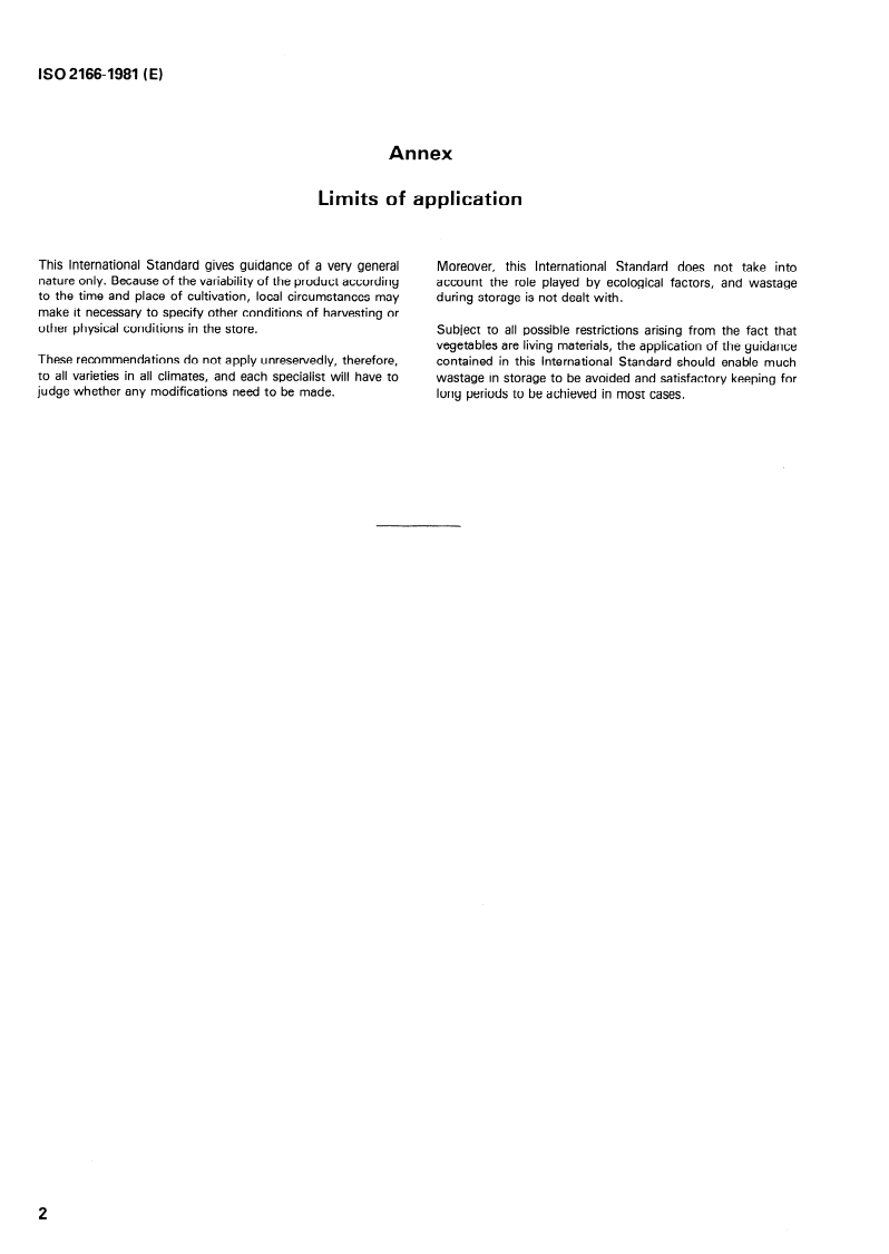 ISO 2166:1981 ISO 2166:1981 - Carrots — Guide to storage/1/1981 - Page 4 preview