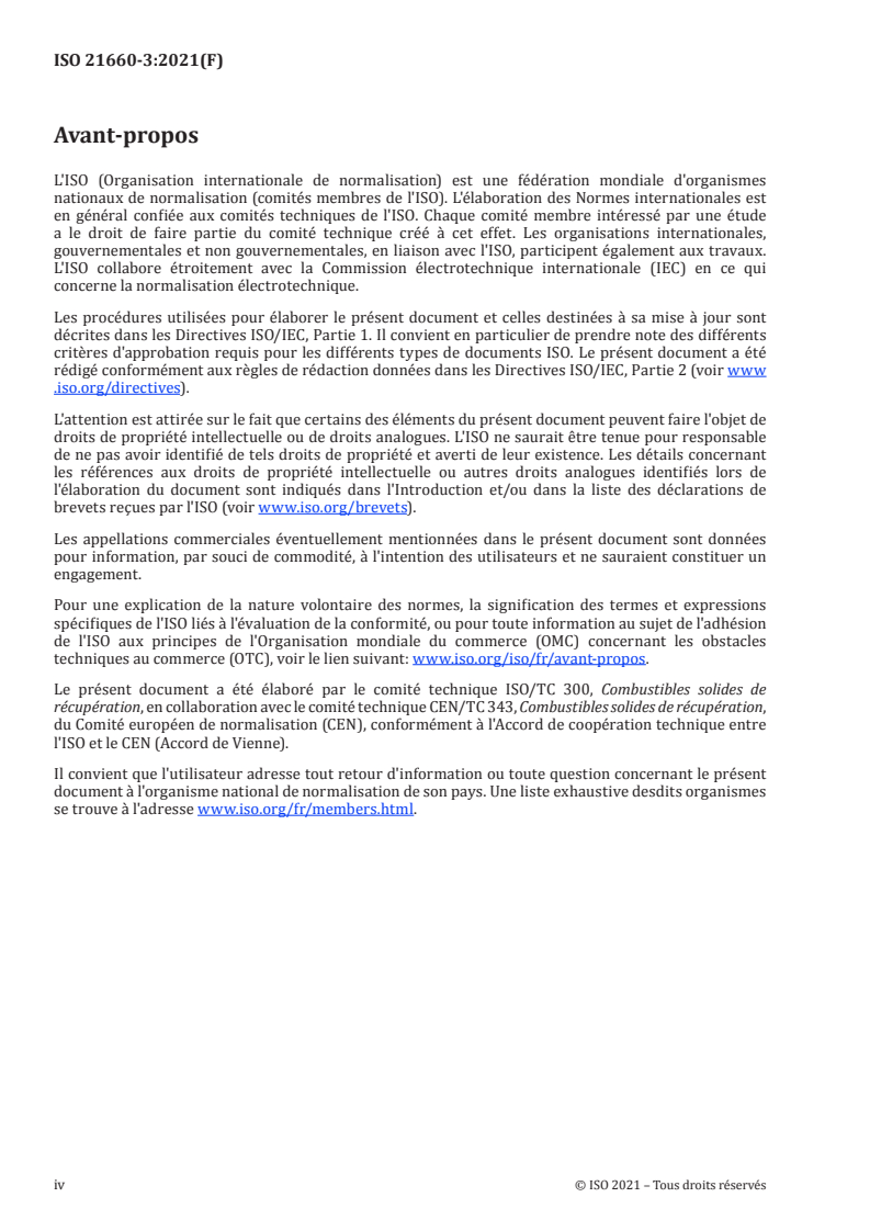ISO 21660-3:2021 ISO 21660-3:2021 - Combustibles solides de récupération — Détermination de l'humidité par la méthode de séchage à l'étuve — Partie 3: Humidité de l'échantillon pour analyse générale/4/2021 - Page 4 preview