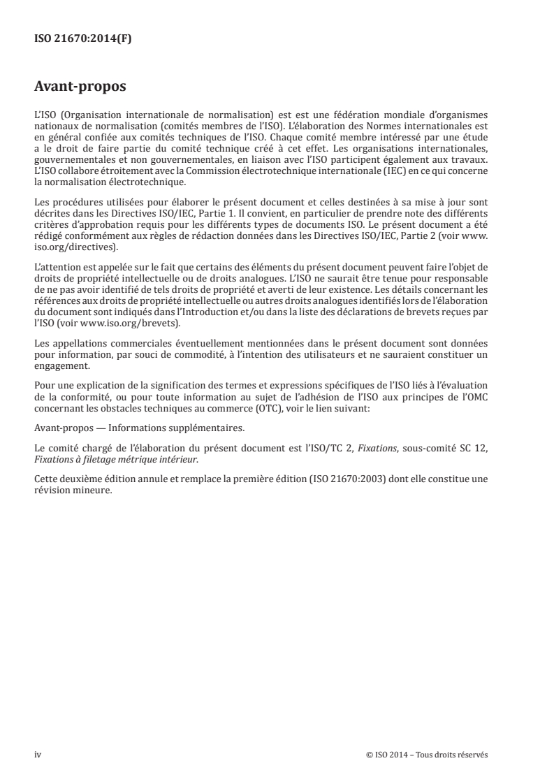 ISO 21670:2014 ISO 21670:2014 - Fixations — Écrous hexagonaux à souder, à embase plate/15/2014 - Page 4 preview