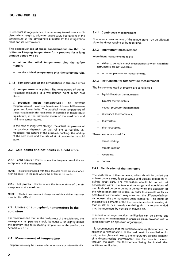 SIST ISO 2169:1996 ISO 2169:1981 - Fruits and vegetables — Physical conditions in cold stores — Definitions and measurement/1/1981 - Page 4 preview