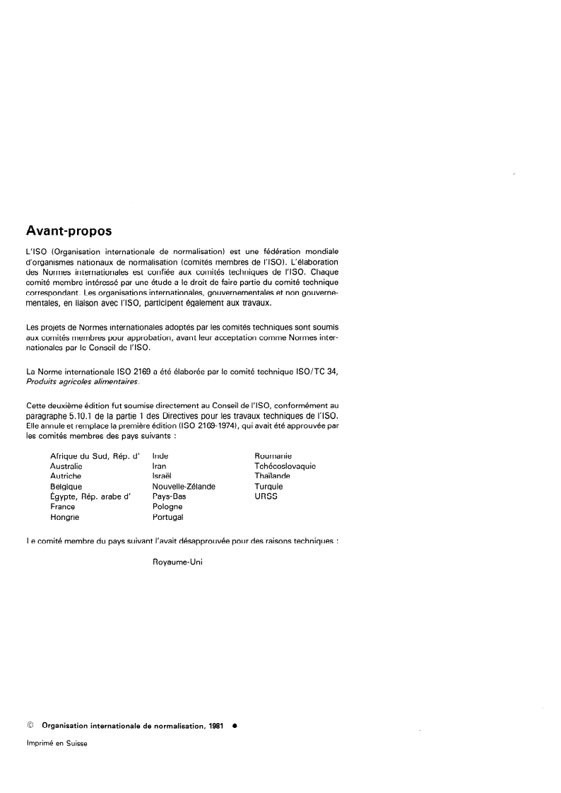 SIST ISO 2169:1996 ISO 2169:1981 - Fruits et légumes — Conditions physiques des locaux de réfrigération — Définitions et mesurage/1/1981 - Page 2 preview