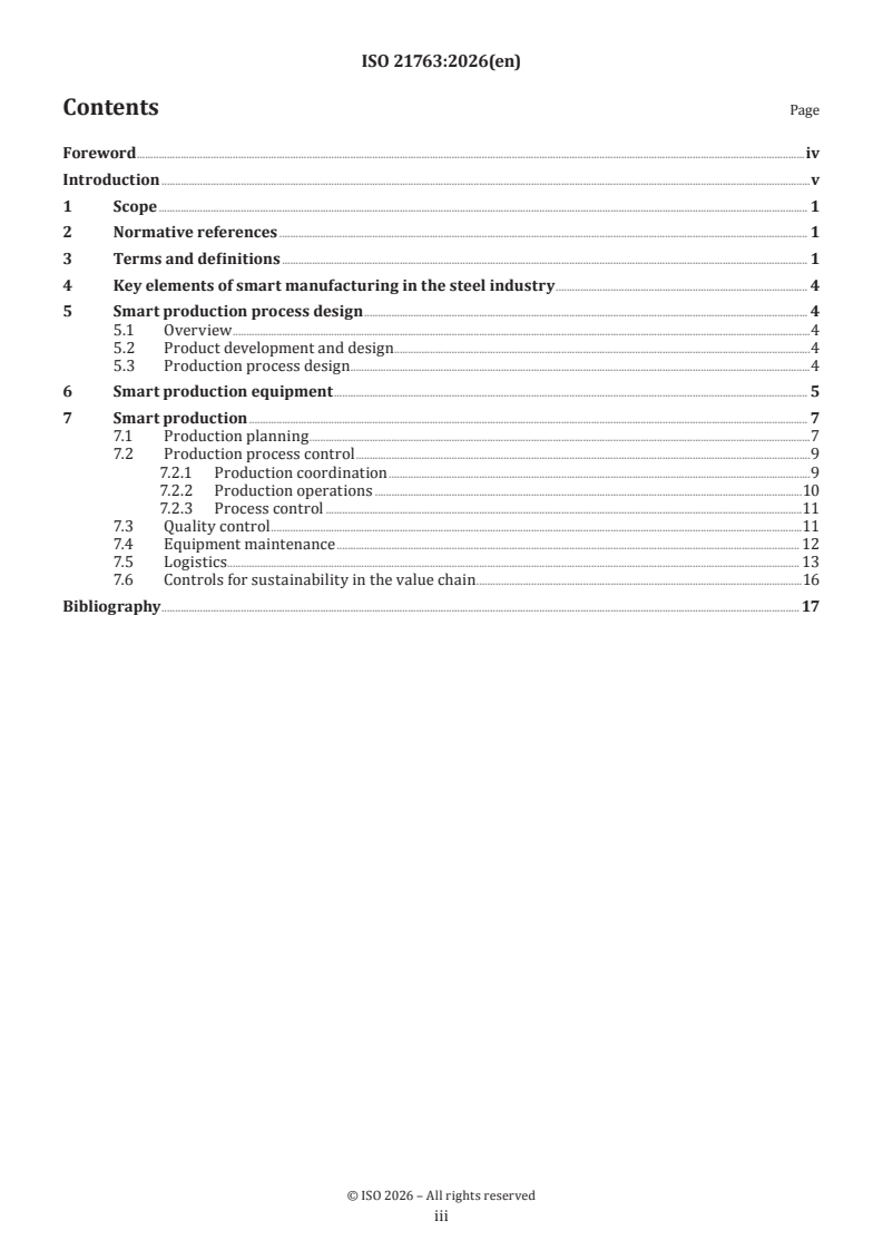 ISO 21763:2026 ISO 21763:2026 - Guidelines for smart manufacturing in the iron and steel industry - Page 3 preview