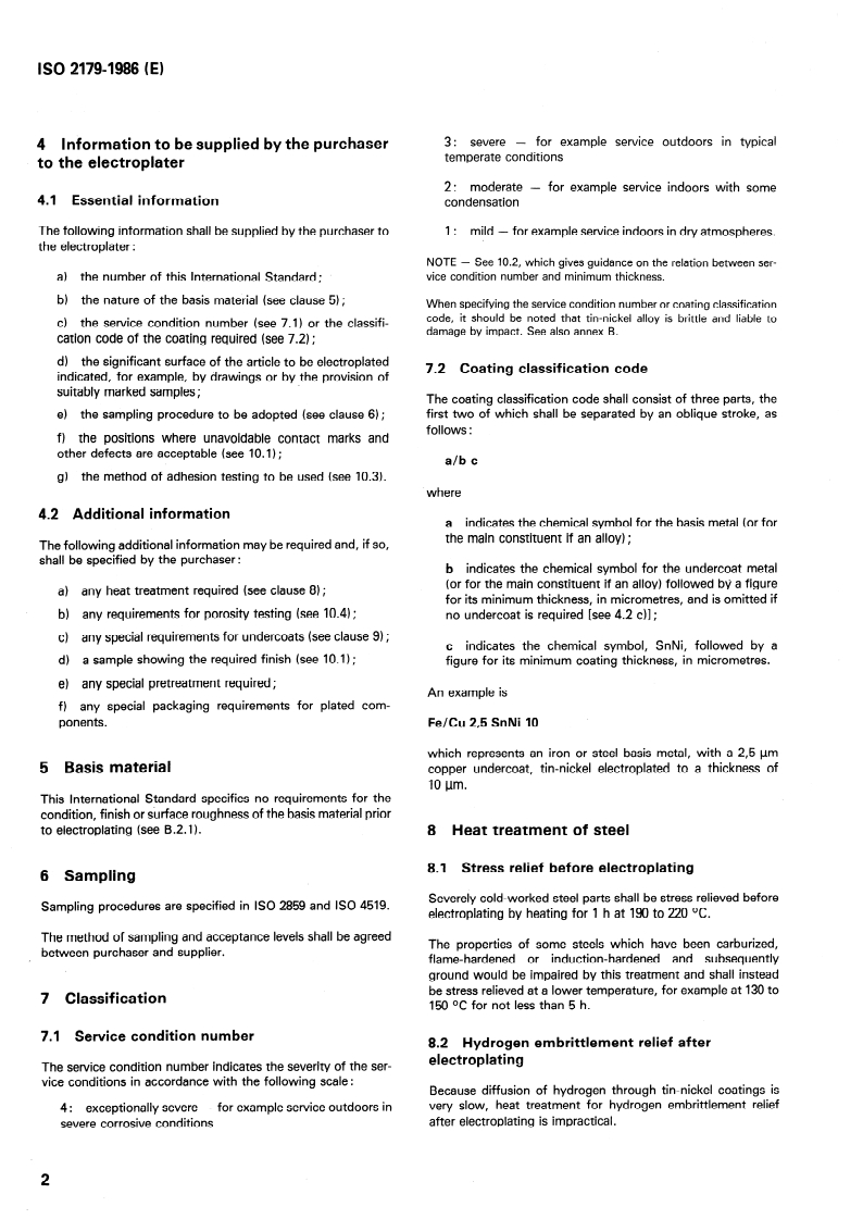 ISO 2179:1986 ISO 2179:1986 - Electroplated coatings of tin-nickel alloy — Specification and test methods/18/1986 - Page 4 preview