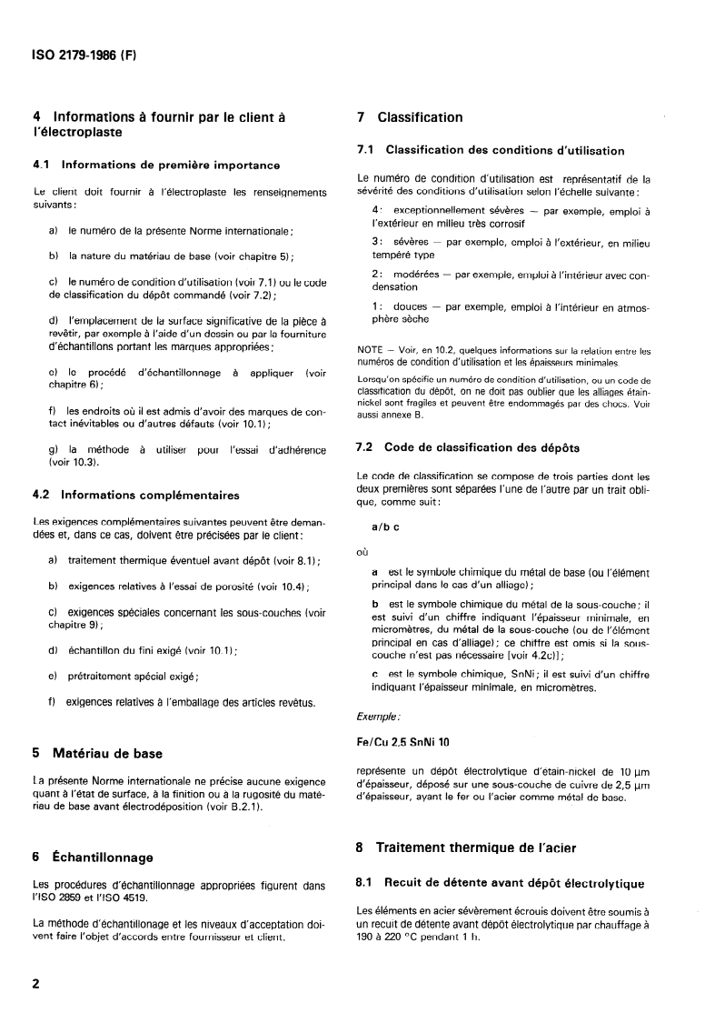 ISO 2179:1986 ISO 2179:1986 - Dépôts électrolytiques d'alliage étain-nickel — Spécifications et méthodes d'essai/18/1986 - Page 4 preview