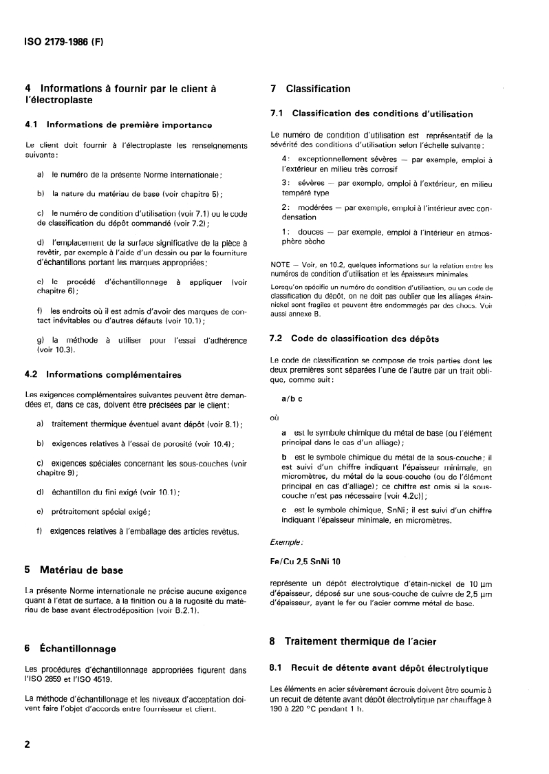 ISO 2179:1986 ISO 2179:1986 - Dépôts électrolytiques d'alliage étain-nickel — Spécifications et méthodes d'essai/18/1986 - Page 4 preview