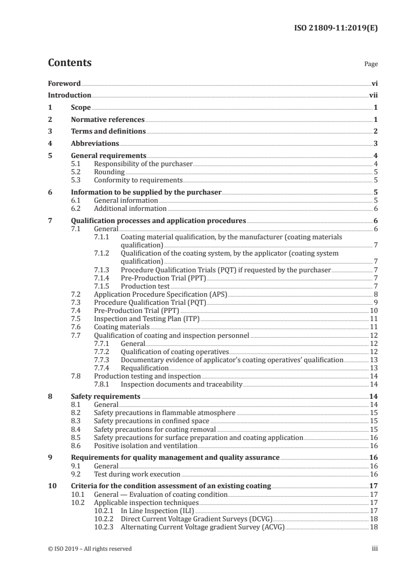 ISO 21809-11:2019 ISO 21809-11:2019 - Petroleum and natural gas industries — External coatings for buried or submerged pipelines used in pipeline transportation systems — Part 11: Coatings for in-field application, coating repairs and rehabilitation/1/2019 - Page 3 preview