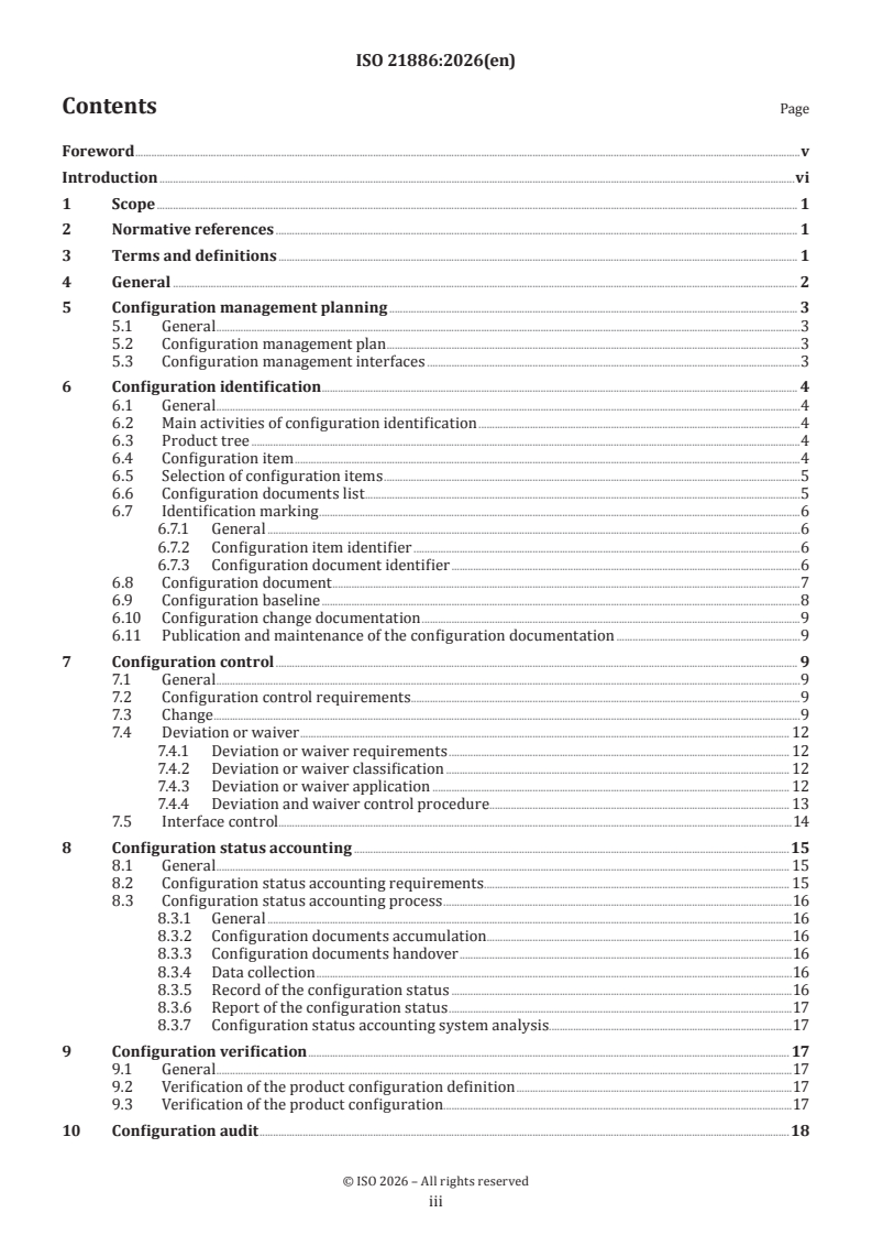ISO 21886:2026 ISO 21886:2026 - Space systems — Configuration management - Page 3 preview