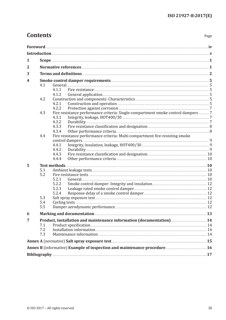 ISO 21927-8:2017 ISO 21927-8:2017 - Smoke and heat control systems — Part 8: Smoke control dampers/2/2017 - Page 3 preview