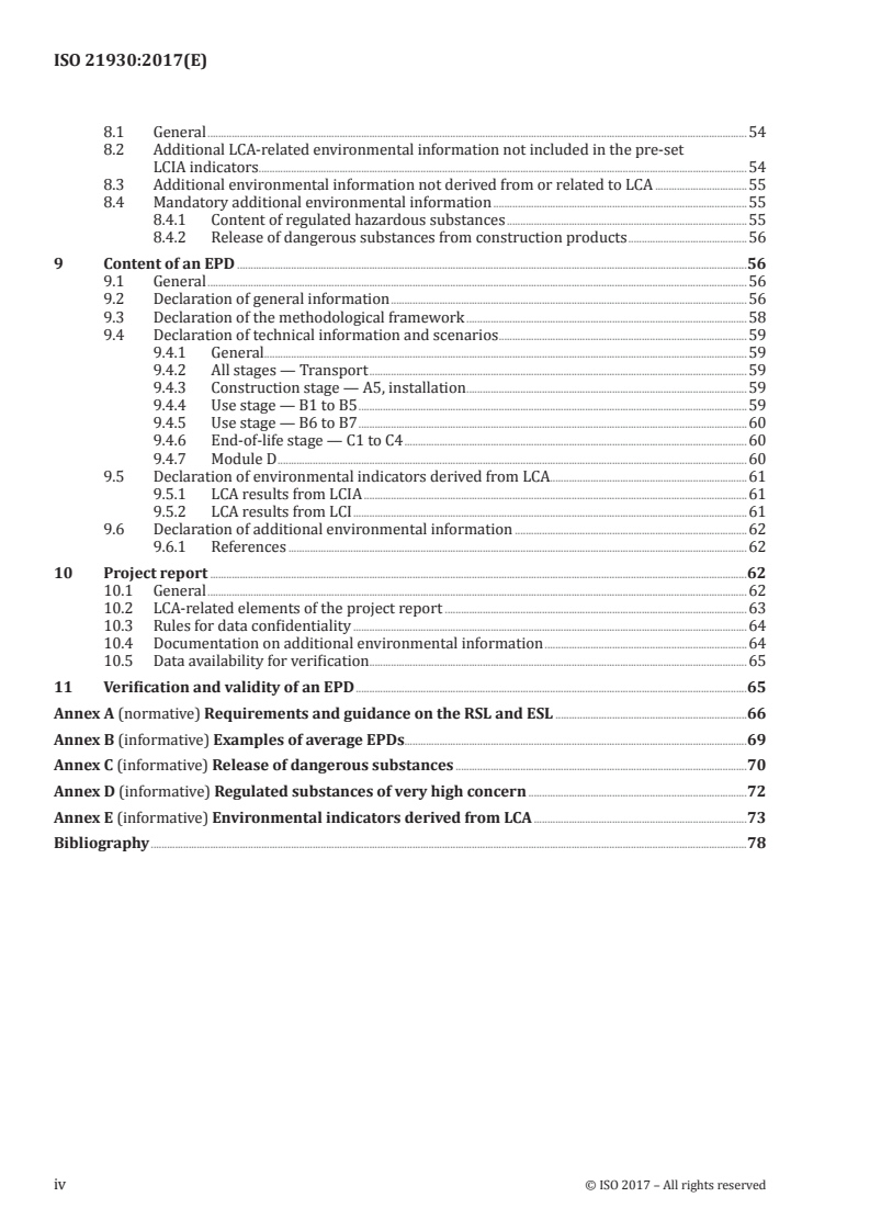 ISO 21930:2017 ISO 21930:2017 - Sustainability in buildings and civil engineering works — Core rules for environmental product declarations of construction products and services/31/2017 - Page 4 preview