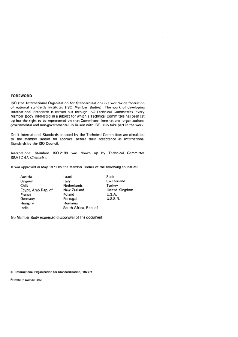 ISO 2199:1972 ISO 2199:1972 - Sodium hydrogen carbonate for industrial use — Determination of sodium hydrogen carbonate content — Titrimetric method/1/1972 - Page 2 preview