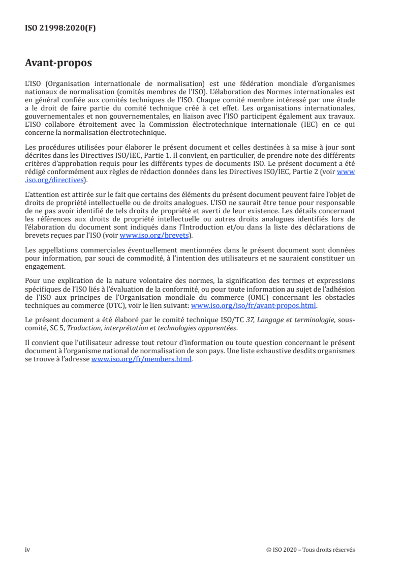 ISO 21998:2020 ISO 21998:2020 - Services d'interprétation — Interprétation dans le domaine de la santé — Exigences et recommandations/14/2020 - Page 4 preview