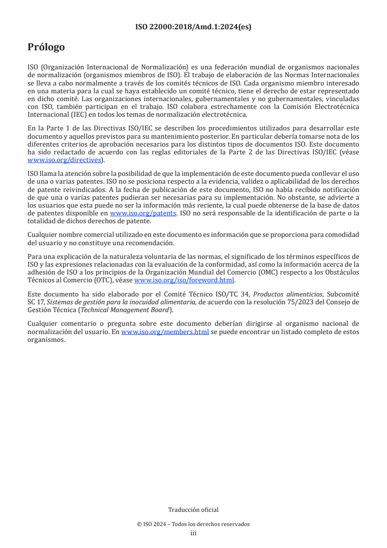 ISO 22000:2018/Amd 1:2024 ISO 22000:2018/Amd 1:2024 - Food safety management systems — Requirements for any organization in the food chain — Amendment 1: Climate action changes/27/2024 - Page 3 preview