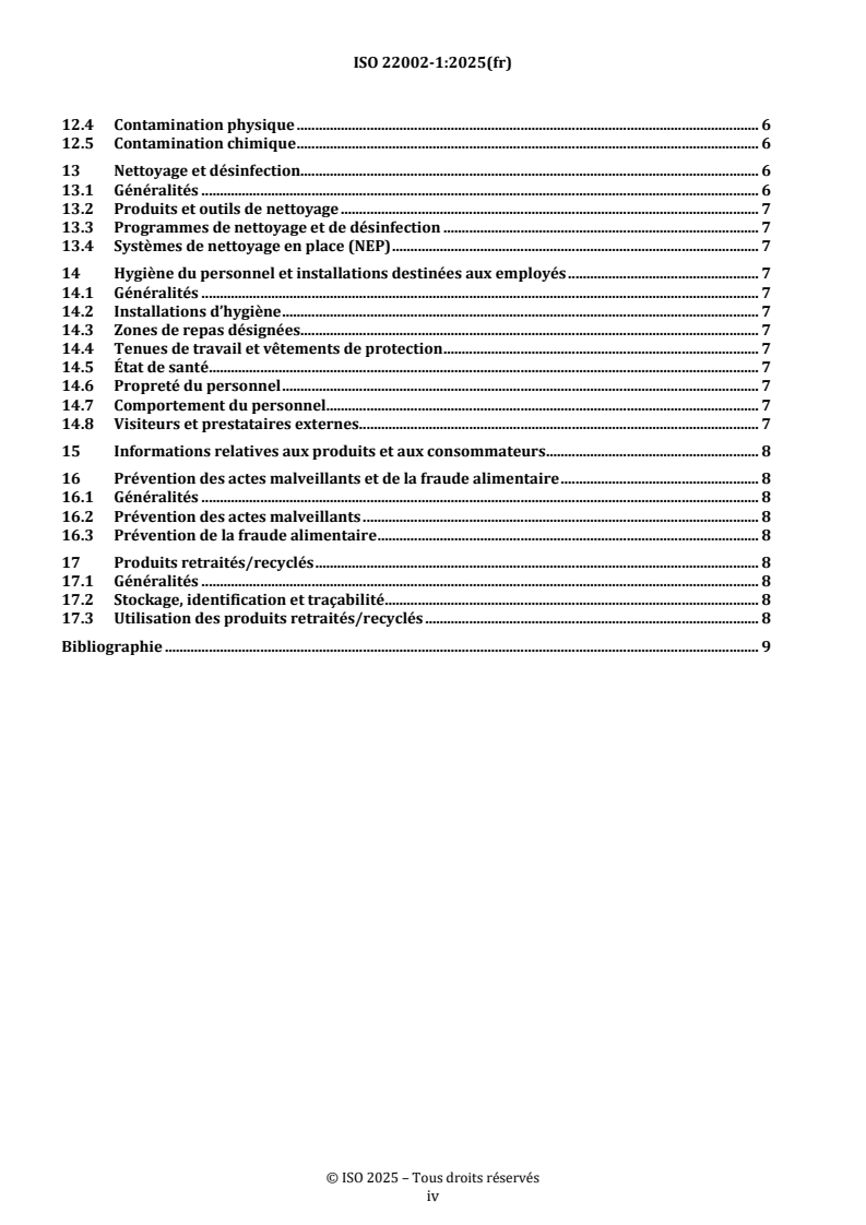 ISO 22002-1:2025 REDLINE ISO 22002-1:2025 - Programmes prérequis pour la sécurité des denrées alimentaires — Partie 1: Fabrication des denrées alimentaires
Released:10/8/2025 - Page 4 preview