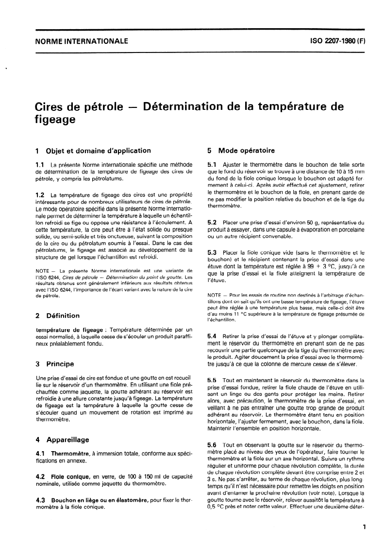 ISO 2207:1980 ISO 2207:1980 - Cires de pétrole — Détermination de la température de figeage/1/1980 - Page 3 preview