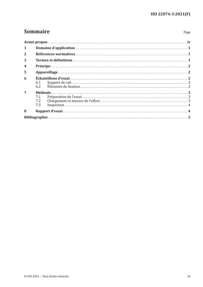 ISO 22074-3:2021 ISO 22074-3:2021 - Infrastructure ferroviaire — Systèmes de fixation du rail — Partie 3: Méthode d'essai de charge d'épreuve pour la résistance à l'arrachement/26/2021 - Page 3 preview