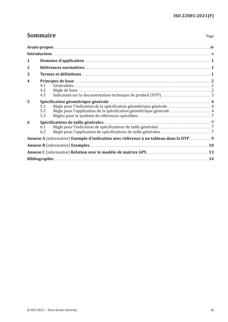 ISO 22081:2021 ISO 22081:2021 - Spécification géométrique des produits (GPS) — Tolérancement géométrique — Spécifications géométriques générales et spécifications de taille générales/4/2021 - Page 3 preview