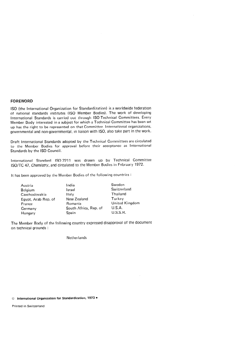 ISO 2211:1973 ISO 2211:1973 - Liquid chemical products — Measurement of colour in Hazen units (platinum-cobalt scale)/1/1973 - Page 2 preview