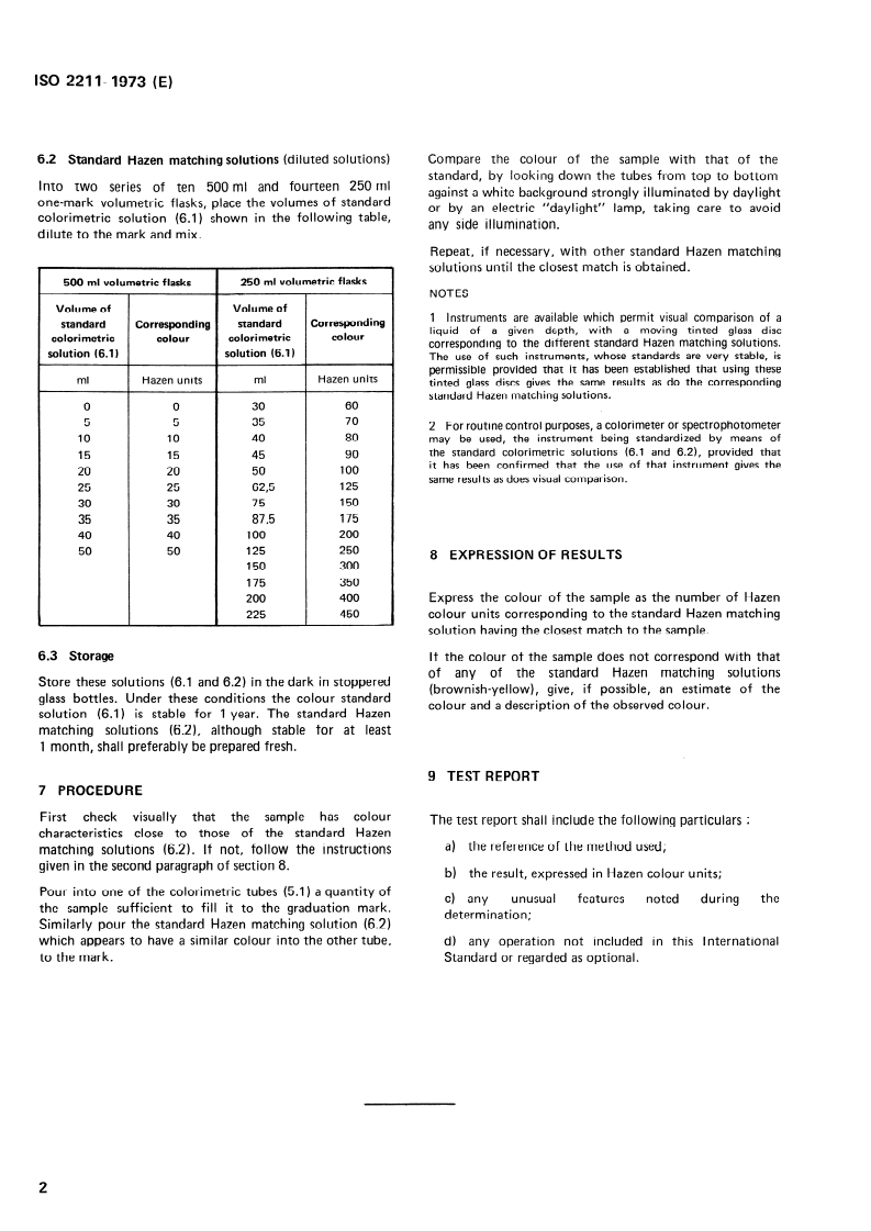 ISO 2211:1973 ISO 2211:1973 - Liquid chemical products — Measurement of colour in Hazen units (platinum-cobalt scale)/1/1973 - Page 4 preview