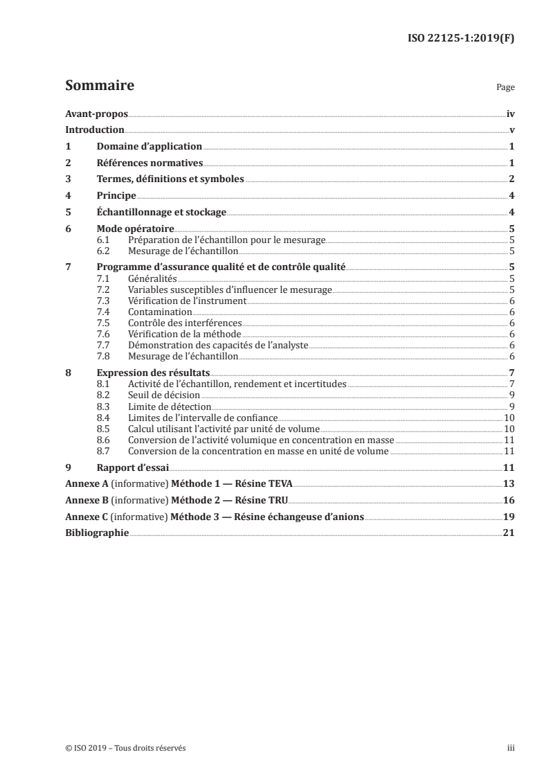 ISO 22125-1:2019 ISO 22125-1:2019 - Qualité de l'eau — Technétium-99 — Partie 1: Méthode d’essai par comptage des scintillations en milieu liquide/7/2019 - Page 3 preview