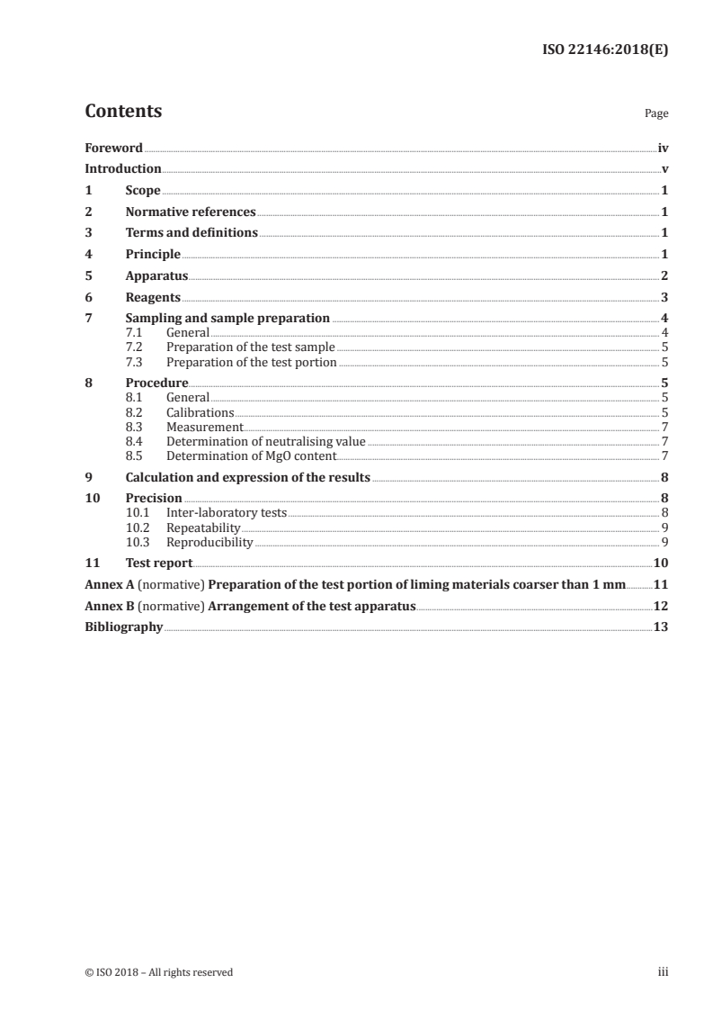 ISO 22146:2018 ISO 22146:2018 - Carbonate liming materials — Determination of reactivity — Automatic titration method with citric acid/5/2018 - Page 3 preview