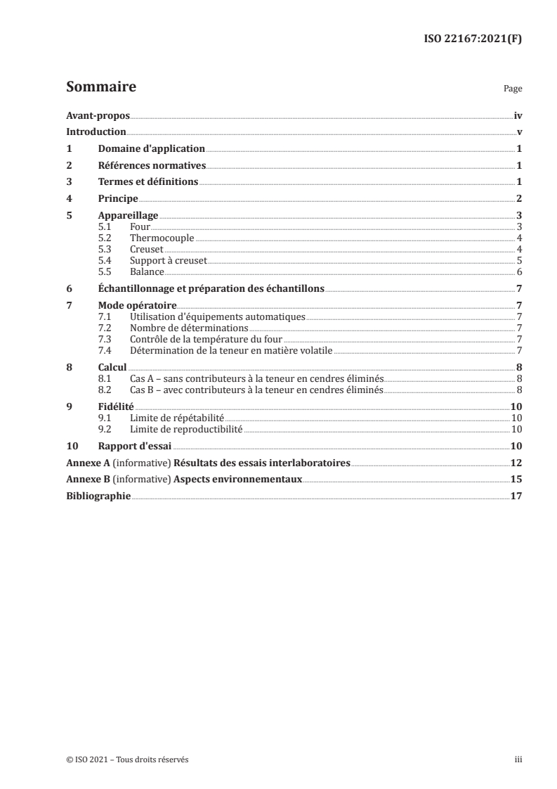 ISO 22167:2021 ISO 22167:2021 - Combustibles solides de récupération — Détermination de la teneur en composés volatils
Released:3/26/2021 - Page 3 preview