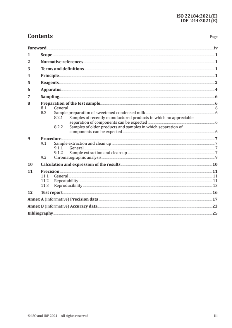 ISO 22184:2021 ISO 22184:2021 - Milk and milk products — Determination of the sugar contents — High performance anion exchange chromatography with pulsed amperometric detection method (HPAEC-PAD)/3/2021 - Page 3 preview