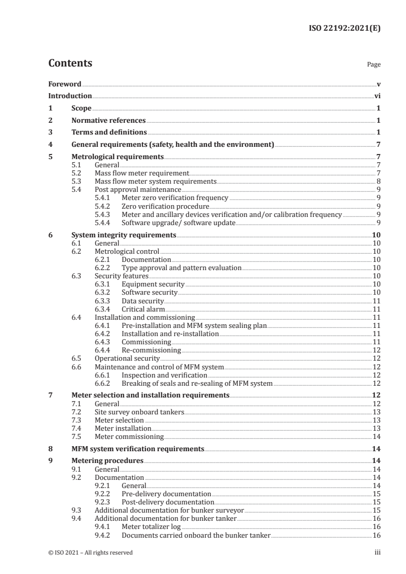 ISO 22192:2021 ISO 22192:2021 - Bunkering of marine fuel using the Coriolis mass flow meter (MFM) system/15/2021 - Page 3 preview