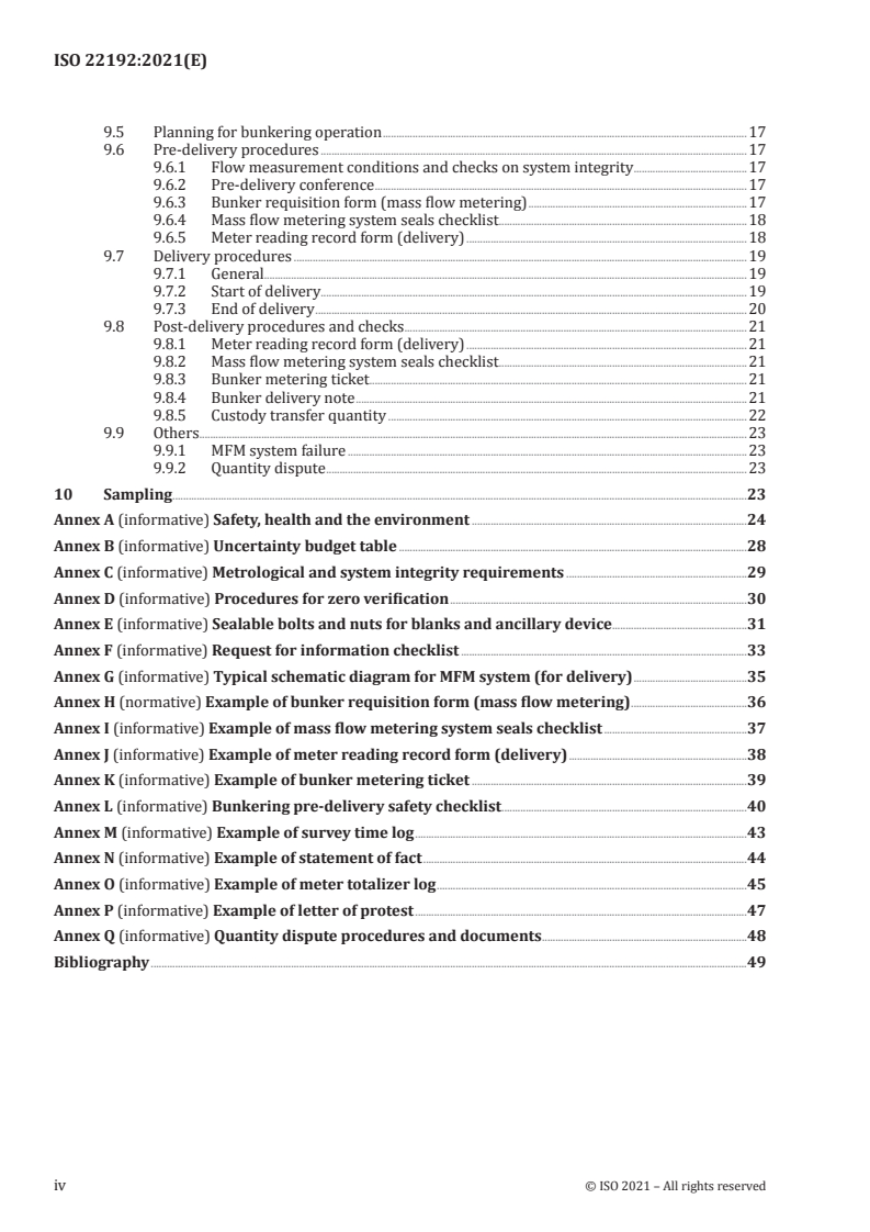 ISO 22192:2021 ISO 22192:2021 - Bunkering of marine fuel using the Coriolis mass flow meter (MFM) system/15/2021 - Page 4 preview