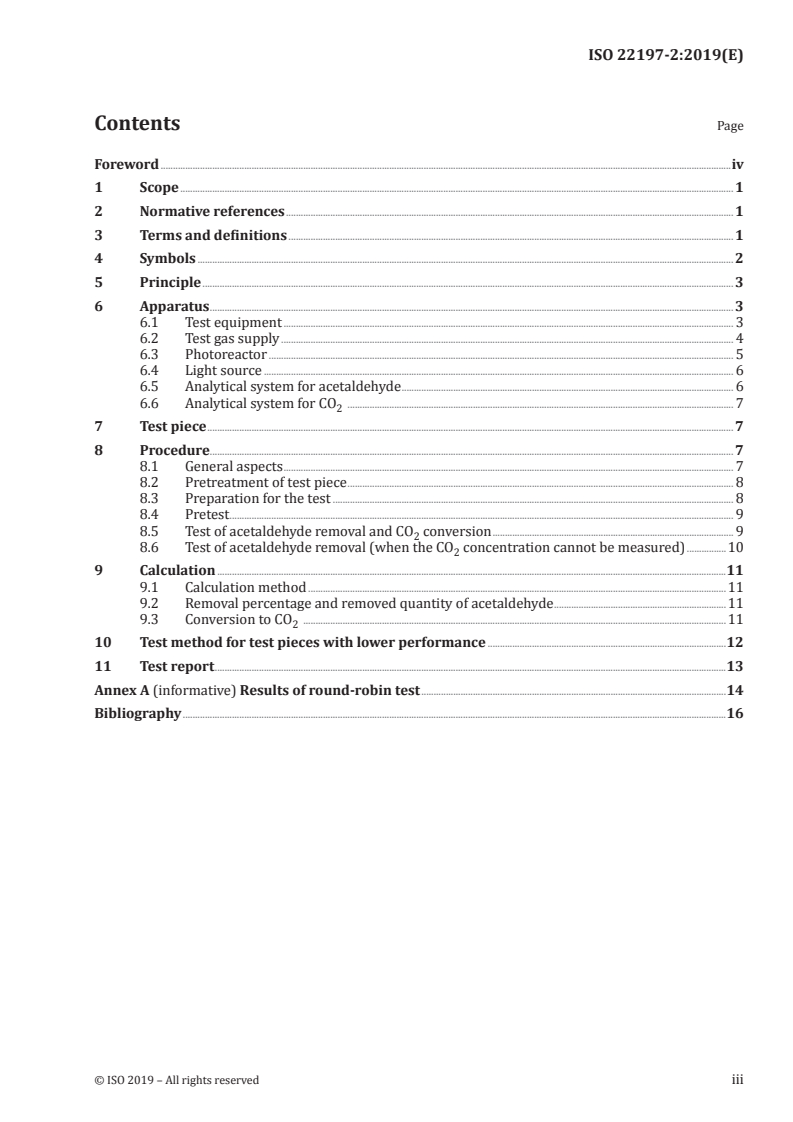 ISO 22197-2:2019 ISO 22197-2:2019 - Fine ceramics (advanced ceramics, advanced technical ceramics) — Test method for air-purification performance of semiconducting photocatalytic materials — Part 2: Removal of acetaldehyde/15/2019 - Page 3 preview