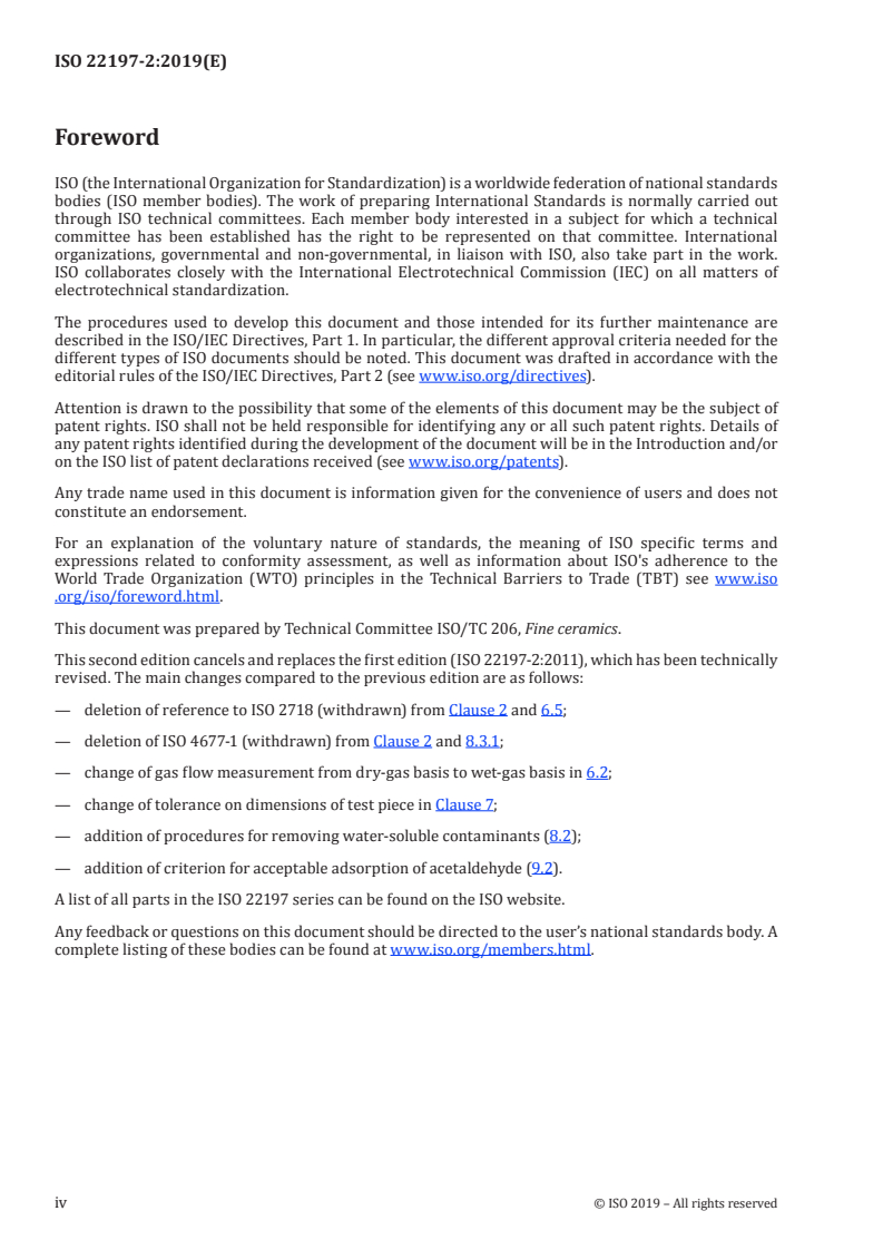 ISO 22197-2:2019 ISO 22197-2:2019 - Fine ceramics (advanced ceramics, advanced technical ceramics) — Test method for air-purification performance of semiconducting photocatalytic materials — Part 2: Removal of acetaldehyde/15/2019 - Page 4 preview
