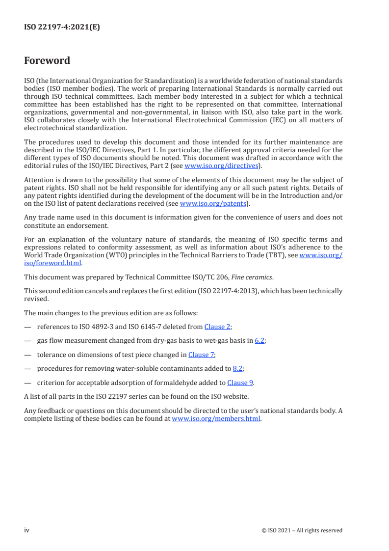 ISO 22197-4:2021 ISO 22197-4:2021 - Fine ceramics (advanced ceramics, advanced technical ceramics) — Test method for air-purification performance of semiconducting photocatalytic materials — Part 4: Removal of formaldehyde
Released:7/5/2021 - Page 4 preview