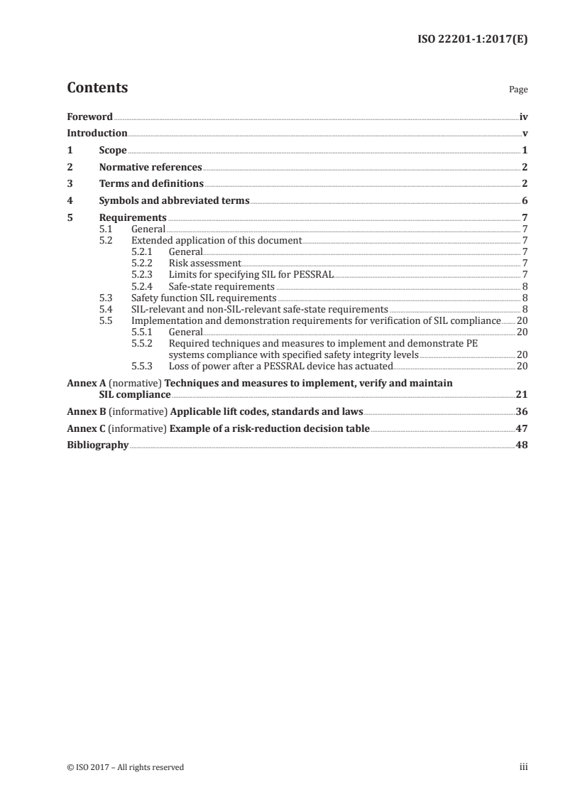 ISO 22201-1:2017 ISO 22201-1:2017 - Lifts (elevators), escalators and moving walks — Programmable electronic systems in safety-related applications — Part 1: Lifts (elevators) (PESSRAL)/23/2017 - Page 3 preview