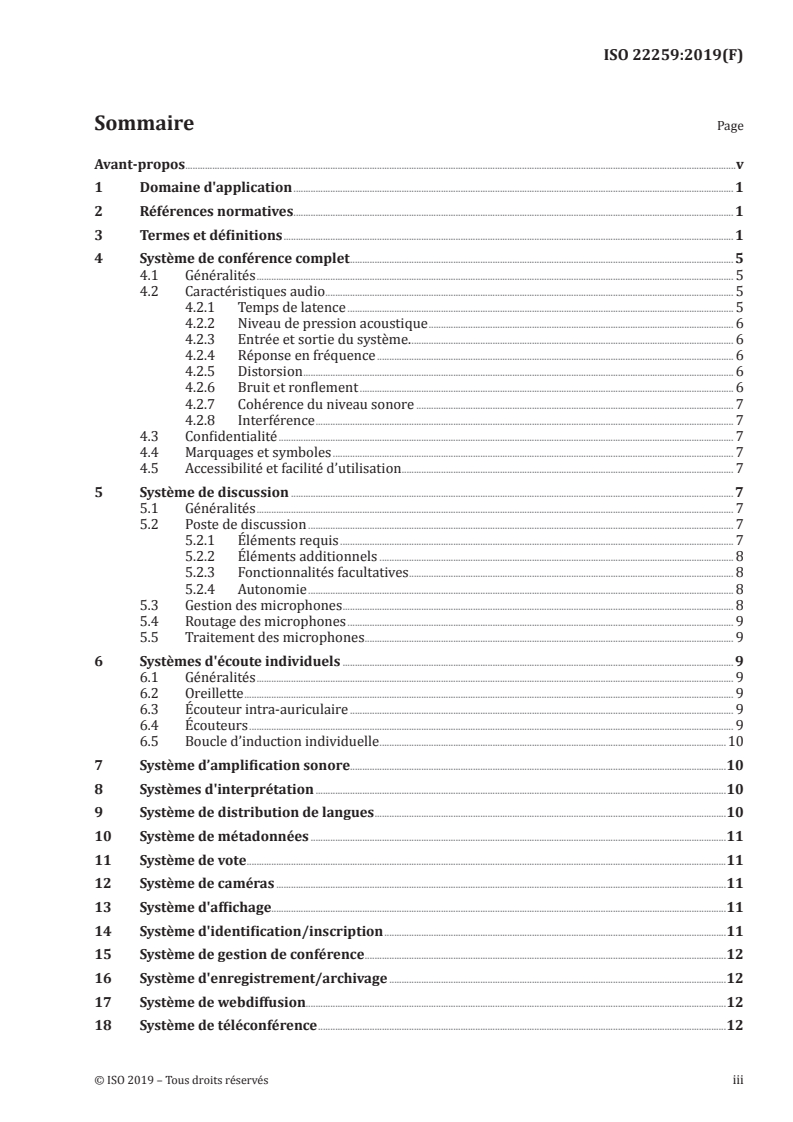 SIST ISO 22259:2019 ISO 22259:2019 - Systèmes de conférence — Équipement — Exigences/5/2019 - Page 3 preview