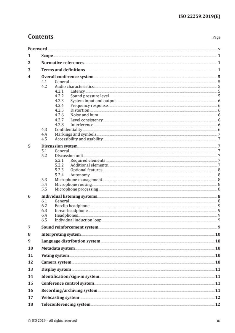 SIST ISO 22259:2019 ISO 22259:2019 - Conference systems — Equipment — Requirements/5/2019 - Page 3 preview