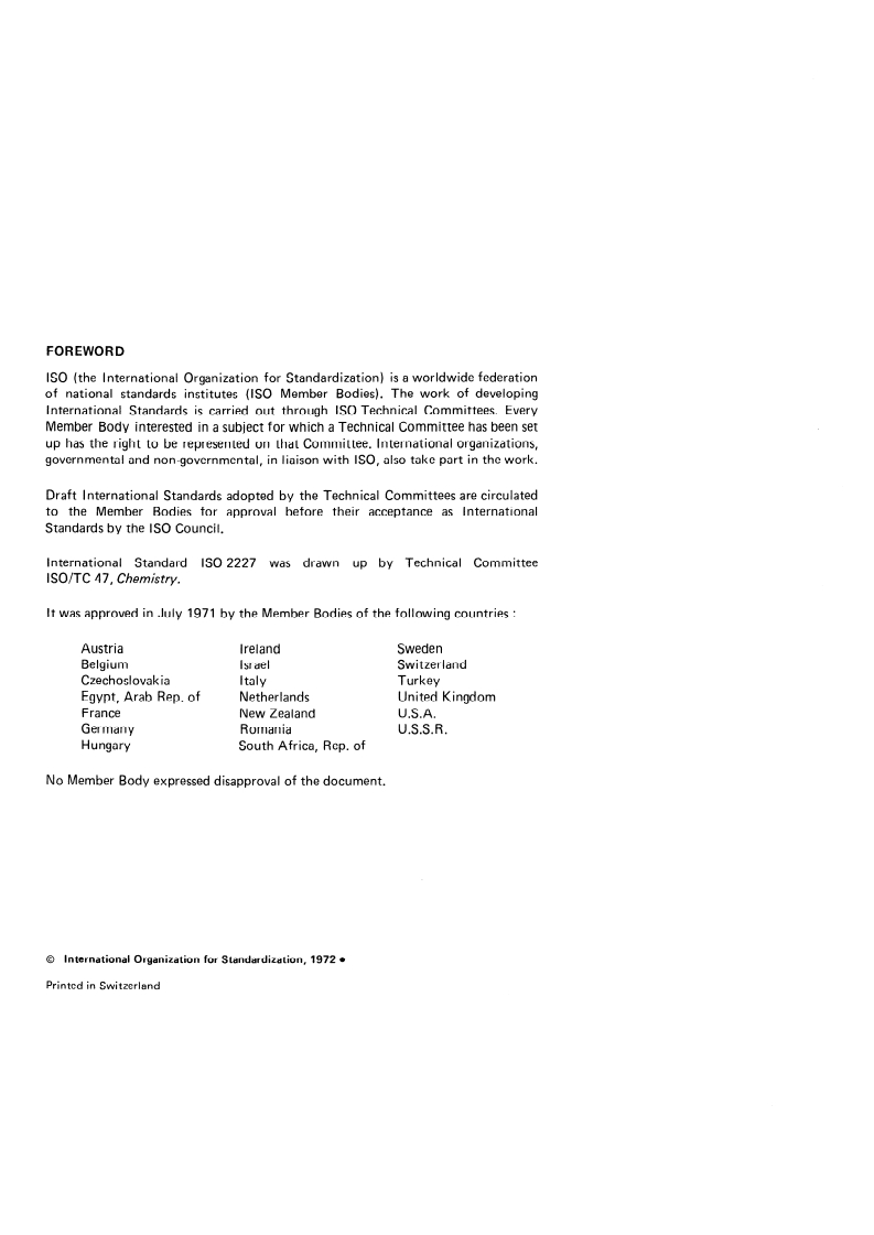 ISO 2227:1972 ISO 2227:1972 - Formaldehyde solutions for industrial use — Determination of formaldehyde content/1/1972 - Page 2 preview