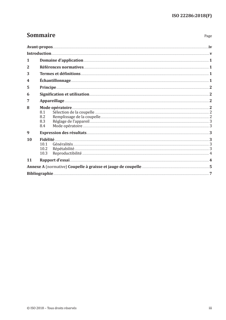ISO 22286:2018 ISO 22286:2018 - Produits pétroliers et lubrifiants — Détermination du point de goutte des graisses au moyen d'un appareil automatique/25/2019 - Page 3 preview
