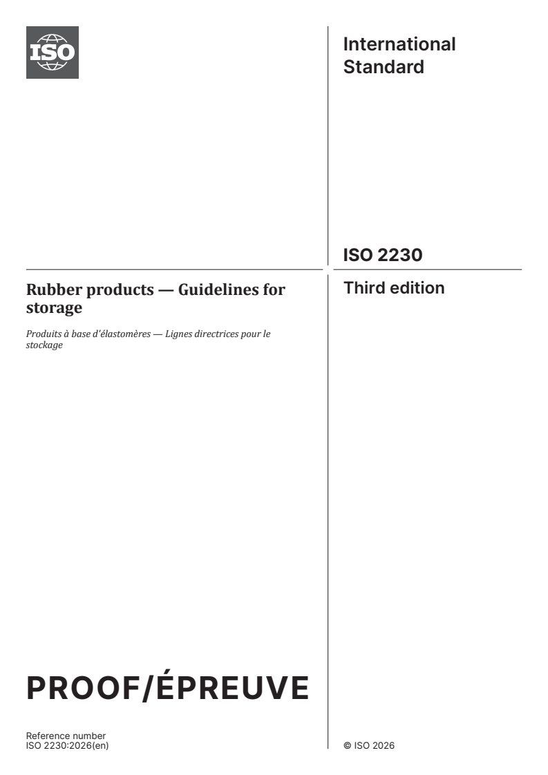 ISO 2230 ISO 2230 - Rubber products — Guidelines for storage/9/2026 - Page 1 preview