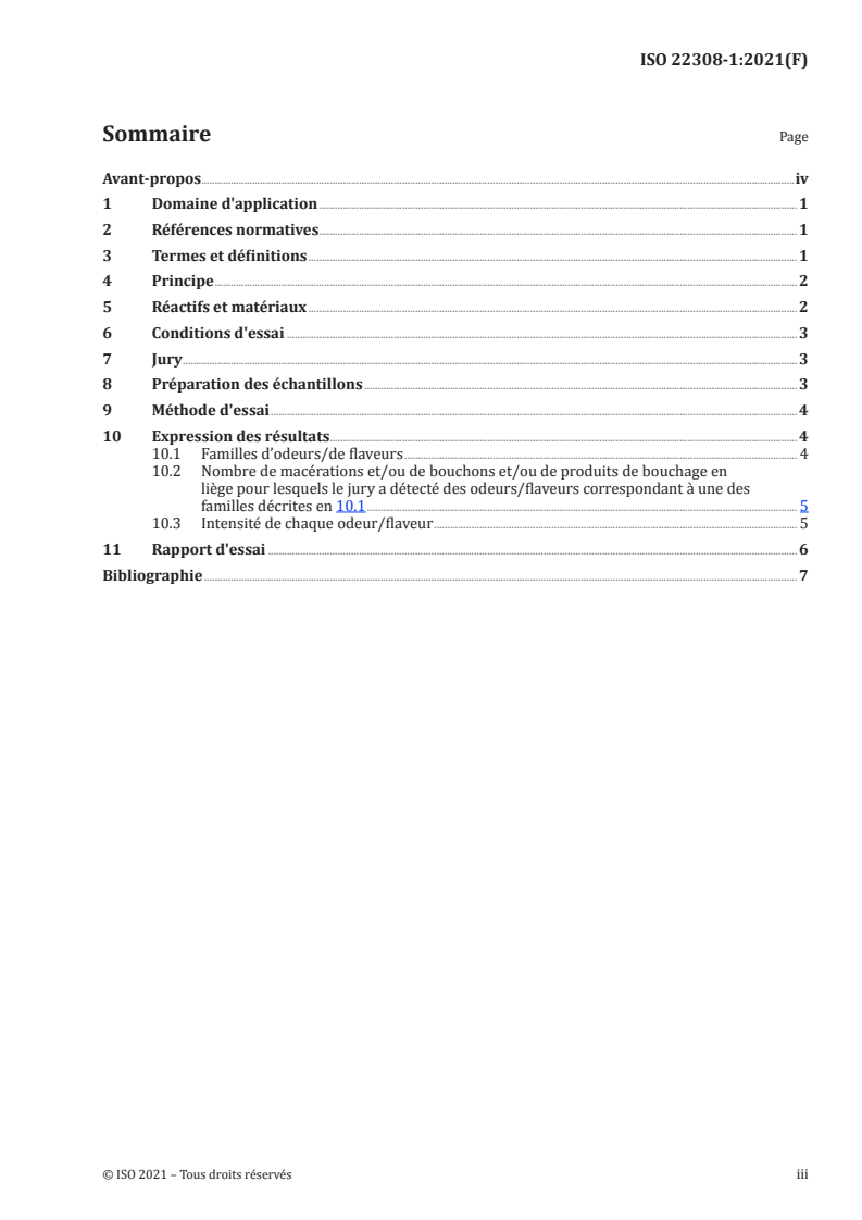 ISO 22308-1:2021 ISO 22308-1:2021 - Liège destiné aux produits de bouchage — Partie 1: Évaluation sensorielle — Méthodologie pour l’évaluation sensorielle par macération/7/2021 - Page 3 preview