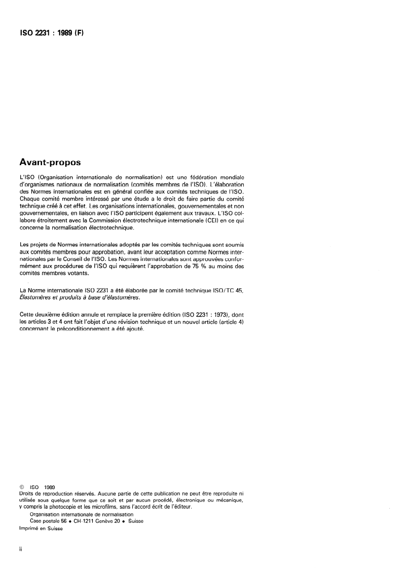 ISO 2231:1989 ISO 2231:1989 - Supports textiles revêtus de caoutchouc ou de plastique — Atmosphères normales de conditionnement et d'essai/24/1989 - Page 2 preview