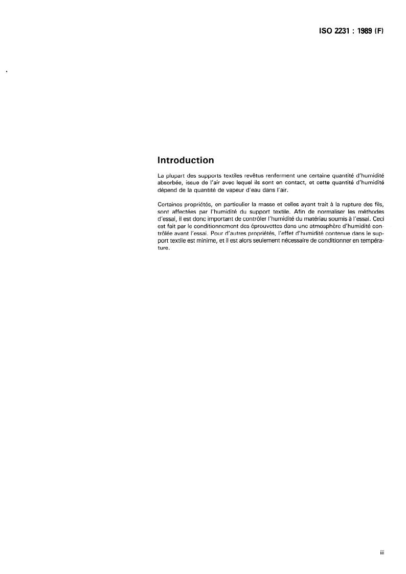ISO 2231:1989 ISO 2231:1989 - Supports textiles revêtus de caoutchouc ou de plastique — Atmosphères normales de conditionnement et d'essai/24/1989 - Page 3 preview