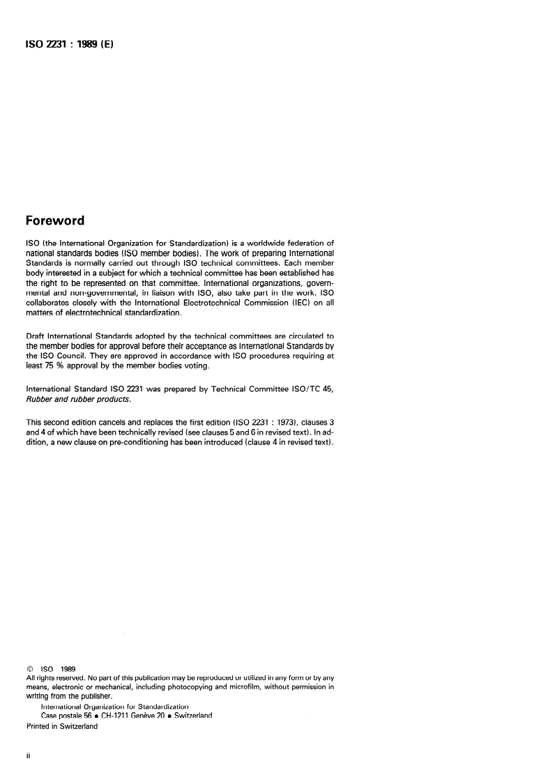 ISO 2231:1989 ISO 2231:1989 - Rubber- or plastics-coated fabrics — Standard atmospheres for conditioning and testing/24/1989 - Page 2 preview
